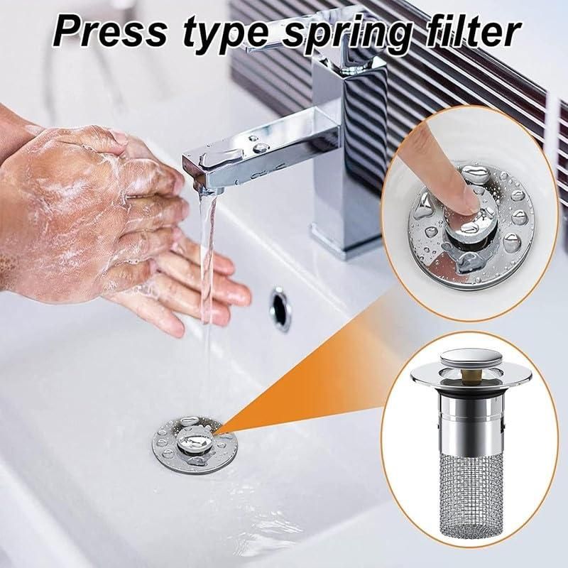 Sink Hair Filter – Stainless Steel Removable Drain Stopper Plug (Pack of 1)