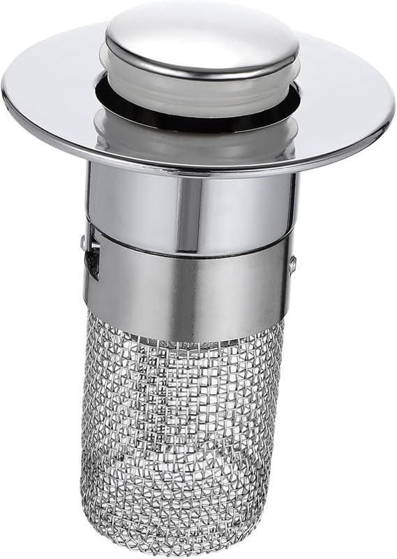 Sink Hair Filter – Stainless Steel Removable Drain Stopper Plug (Pack of 1)
